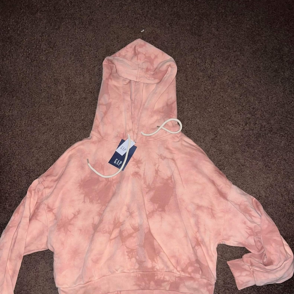 Dusty pink tye dye crop top hoodie